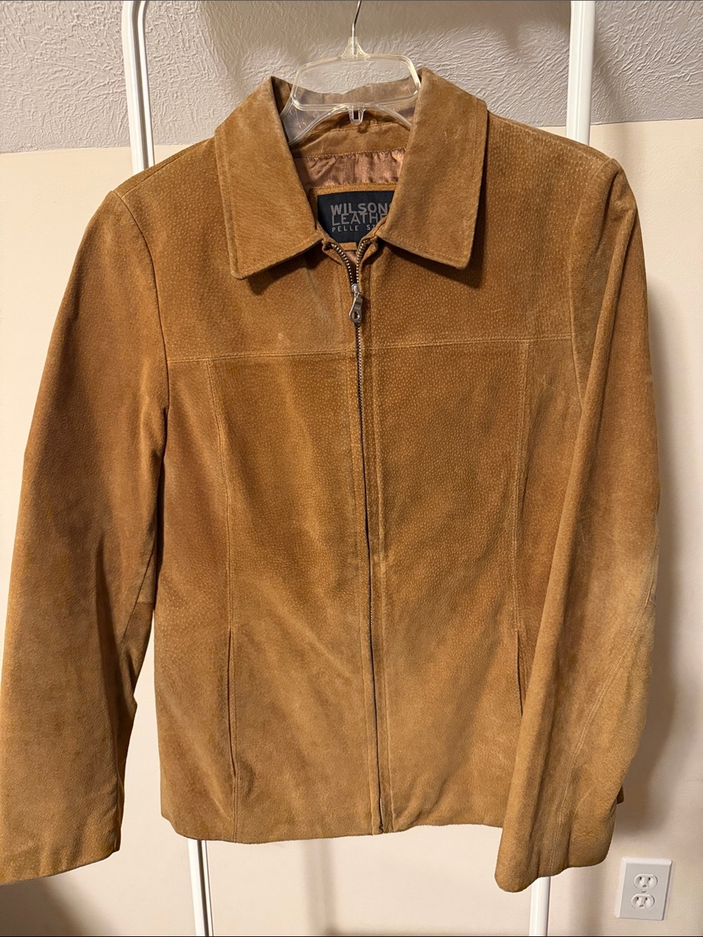 Wilsons Leather tan brown suede leather jacket full zip size M